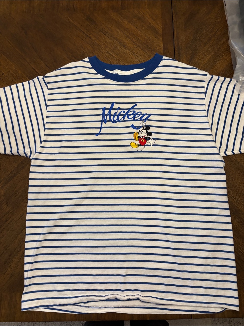 Mickey Mouse Blue & White Striped Kids Tee